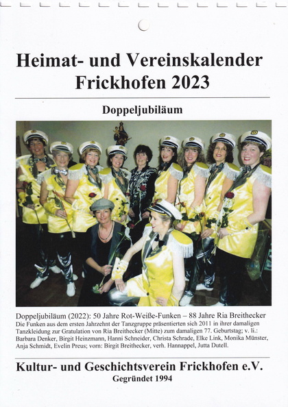 Deckblatt vom Vereinskalender Frickhofen 2023